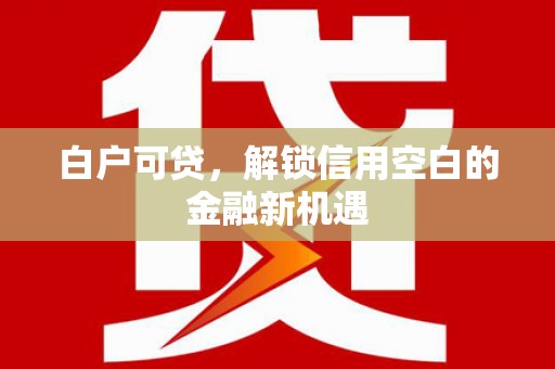 新北白户可贷，解锁信用空白的金融新机遇